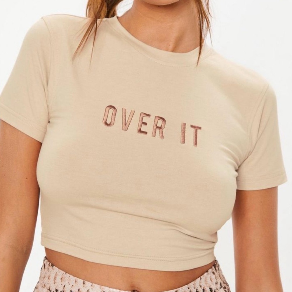 Missguided Beige 'Over It' Crop Top